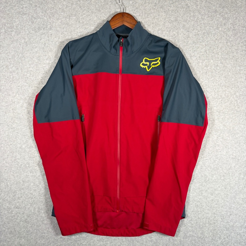 Fox Racing Attack Water Jacket Mens Medium Red Gray MTB Cycling Windbreaker